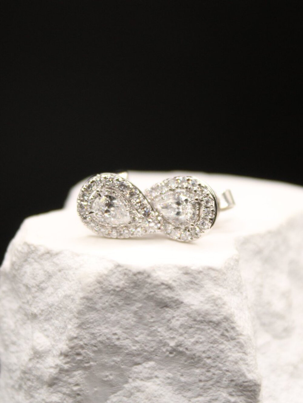 Pear-Shaped Diamond Halo Stud Earrings